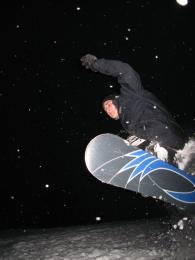 snowboarding in the night
